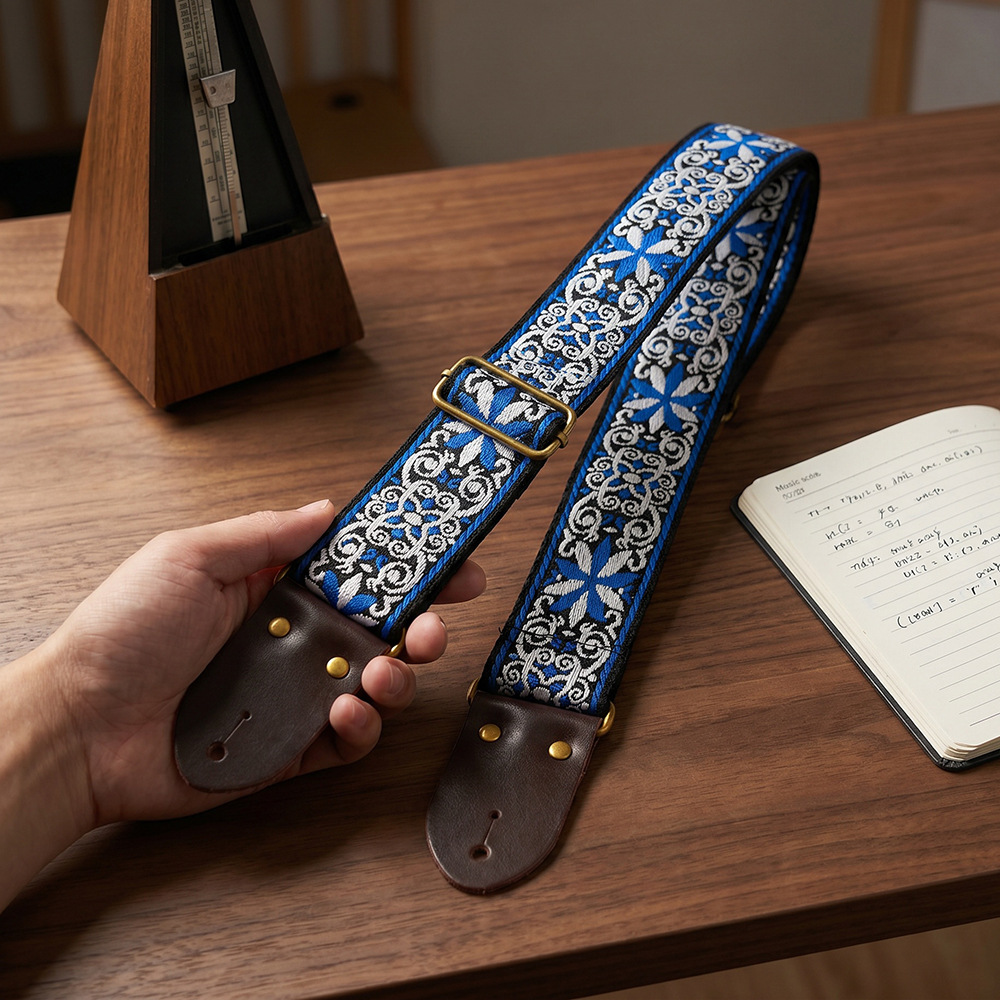 Geborduurde print gitaarband v - Musical Instrument Note recensie en prijs